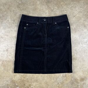 Ann Taylor Corduroy Skirt Womens Size 4 Black Cotton‎ Blend Mini 19” Length